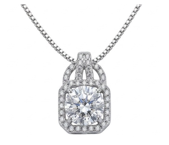 Romantica Precious Natural 4.2 carat White Topaz Silver handmade necklace