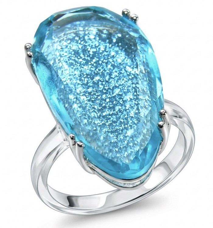 Angelina 14.9 carat authentic Aquamarine .925 Sterling Silver Handcrafted Ring size 8