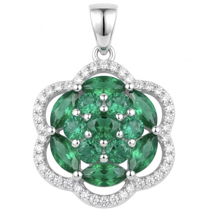 Authentic 5.5 CARAT Chrome Diopside .925 Sterling Silver Pendant