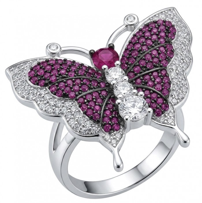 Precious Butterfly Genuine 10.5 carat Kasmir Ruby .925 Sterling Silver handmade Statement Ring size 8 1/4