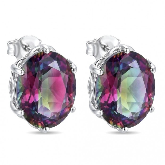 Luxurious authentic 11.2 carat Brazilian Tourmaline .925 Sterling Silver handcrafted earrings