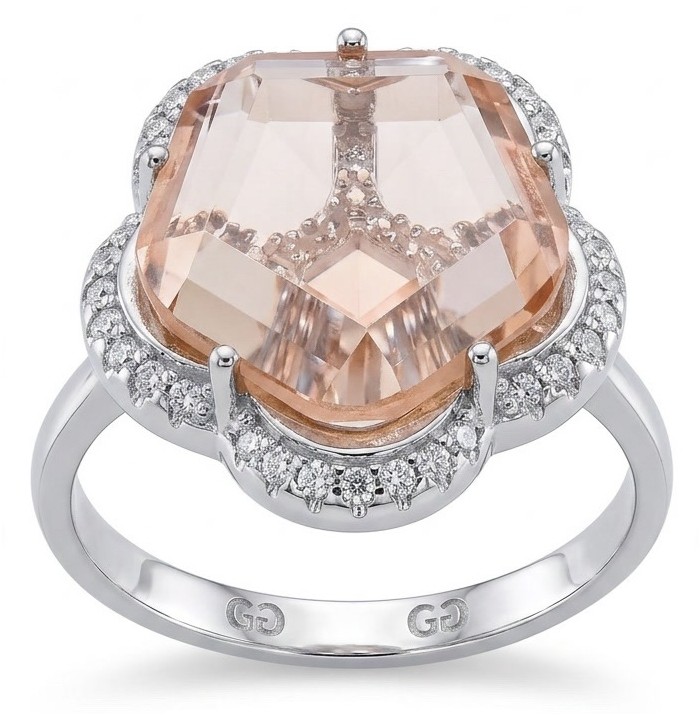 Tae Rose 8.5 carat Morganite .925 Sterling Silver handmade ring s. 9