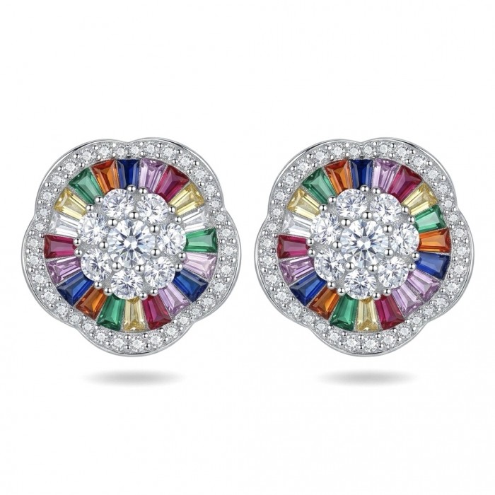 Extravaganza authentic 3.5 carat Multigem rhodium over .925 Sterling Silver Handcrafted Earrings