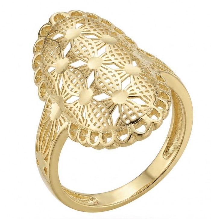 GOLDEN ROSE - Dubai Style - .925 Sterling Silver dipped in 22K Gold handmade ring size 9