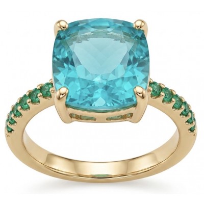Angelina 8.9 carat authentic Aquamarine 14K Gold over .925 Sterling Silver Handcrafted Ring size 6 1/4