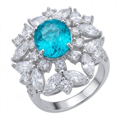Elizabeth 8.5 carat Paraiba Tourmaline .925 Sterling Silver Handcrafted Ring size 5