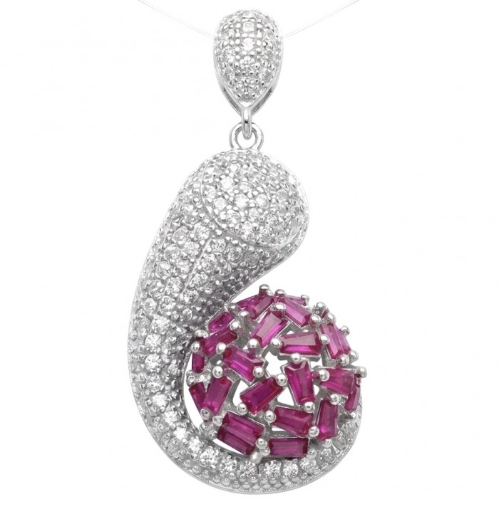 Stella 14.2 carat authentic Mozambique Ruby rhodium over .925 Sterling Silver handmade Pendant