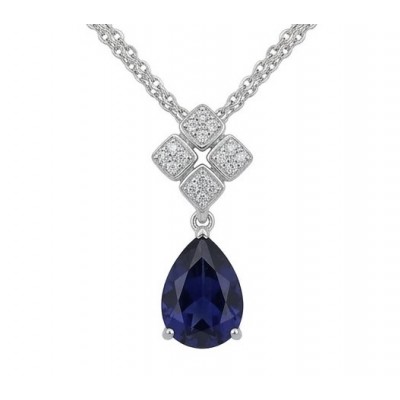 Vintage Design 4.2 carat natural Sapphire .925 Sterling Silver handcrafted Necklace