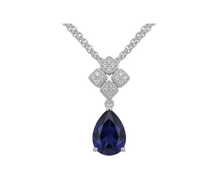 Vintage Design 4.2 carat natural Sapphire .925 Sterling Silver handcrafted Necklace
