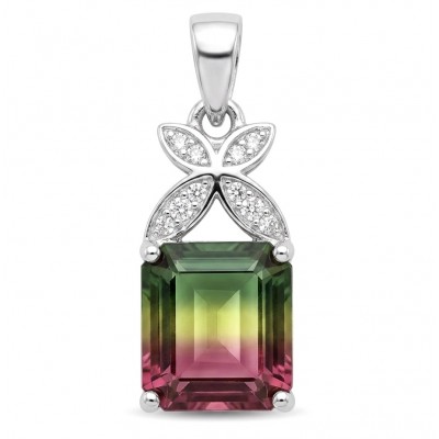 Isabella 4.8 carat princess cut Brazilian Tourmaline .925 Sterling Silver Perfectly handcrafted pendant