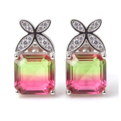 Luxurious authentic 10.2 carat Brazilian Tourmaline .925 Sterling Silver handcrafted earrings
