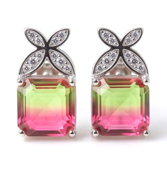 Luxurious authentic 10.2 carat Brazilian Tourmaline .925 Sterling Silver handcrafted earrings