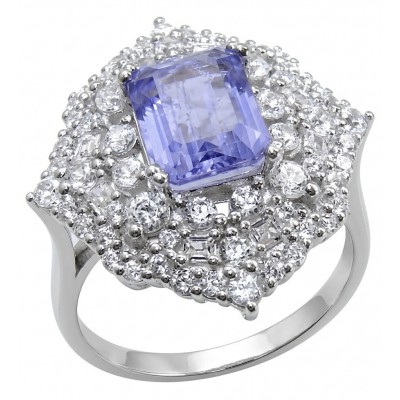 Born to Glam 4.2 carat natural Tanzanite .925 Sterling Silver dipped in rhodium Perfectly handcrafted Ring s. 8 1/2