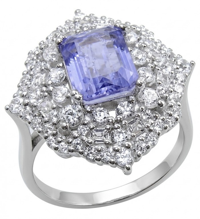 Born to Glam 4.2 carat natural Tanzanite .925 Sterling Silver dipped in rhodium Perfectly handcrafted Ring s. 8 1/2