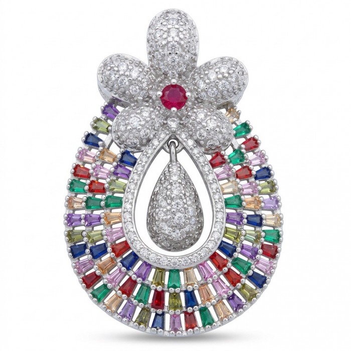 Julietta - Excellent quality 14.9 carat Multigem rhodium over .925 Sterling Silver handcrafted Pendant