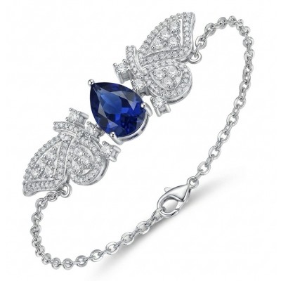 Vintage style - Giovanna - 6.8 carat Sapphire .925 Sterling Silver handcrafted Statement Bracelet