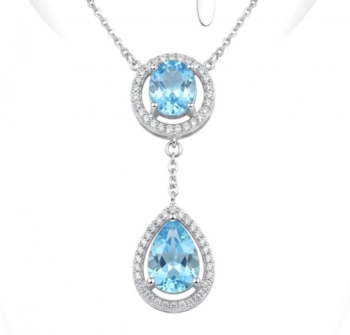 Endless Beauty 6.5 carat Swiss Blue Topaz .925 Sterling Silver Handcrafted necklace