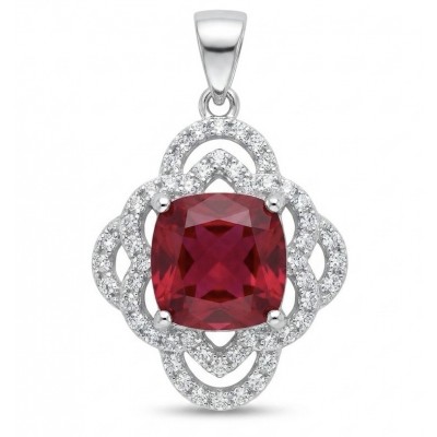 Genuine 4.8 carat Ruby rhodium over .925 Sterling Silver handcrafted Statement Pendant