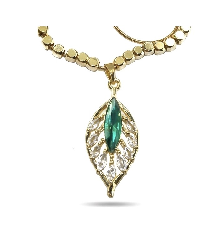 Luxurious 8.9 carat Chrome Diopside 18k Gold over .925 Sterling Silver handmade Necklace