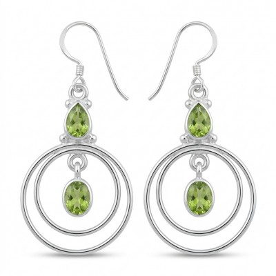 Alessia authentic 2.9 carat Brazilian Peridot Silver handmade Statement earrings