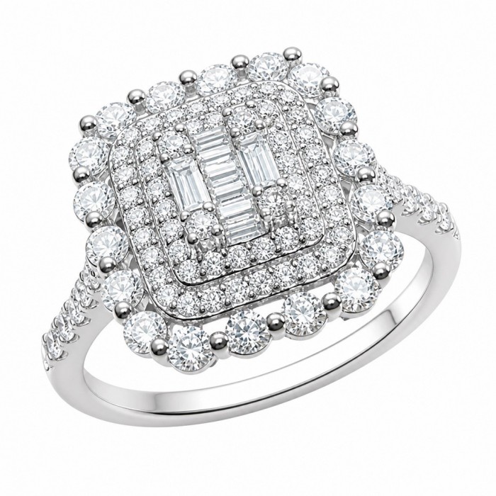 Art Deco Luxurious 6.5 carat White Topaz .925 Sterling Silver ring size 9