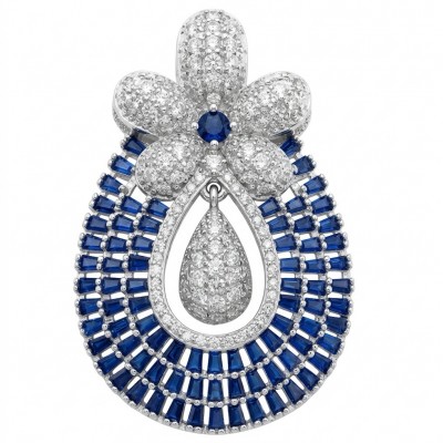 Julietta - Excellent quality 14.9 carat Sapphire rhodium over .925 Sterling Silver handcrafted Pendant