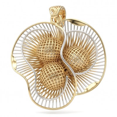 Dubai Style - Blooming Golden Rose .925 Sterling Silver dipped in 22K Gold handmade Pendant