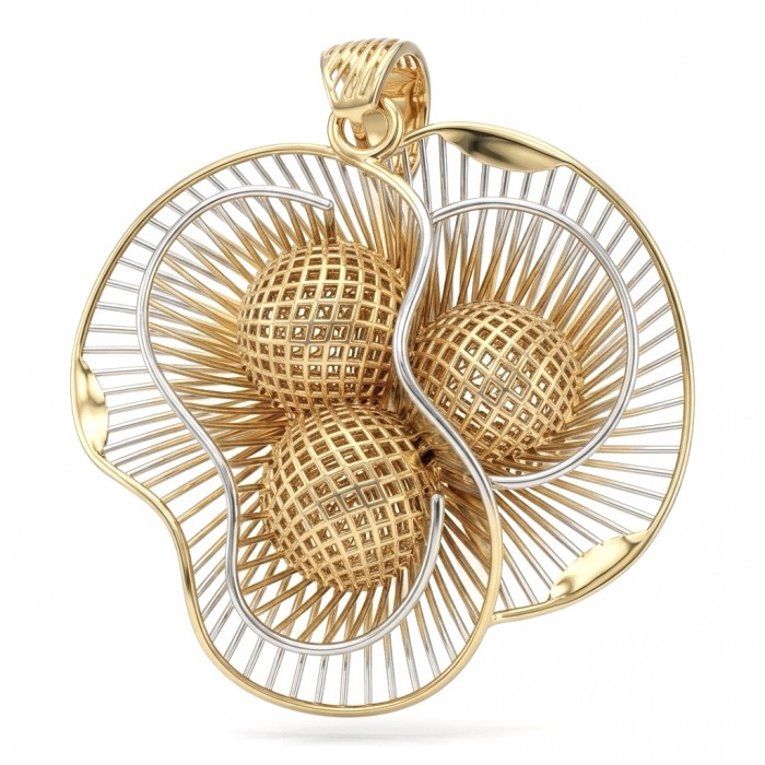 Dubai Style - Blooming Golden Rose .925 Sterling Silver dipped in 22K Gold handmade Pendant