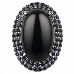 Vintrage Design - Large 58.8 carat Genuine the best quality Mexican Onyx .925 Sterling Silver handcrafted Pendant Brooch