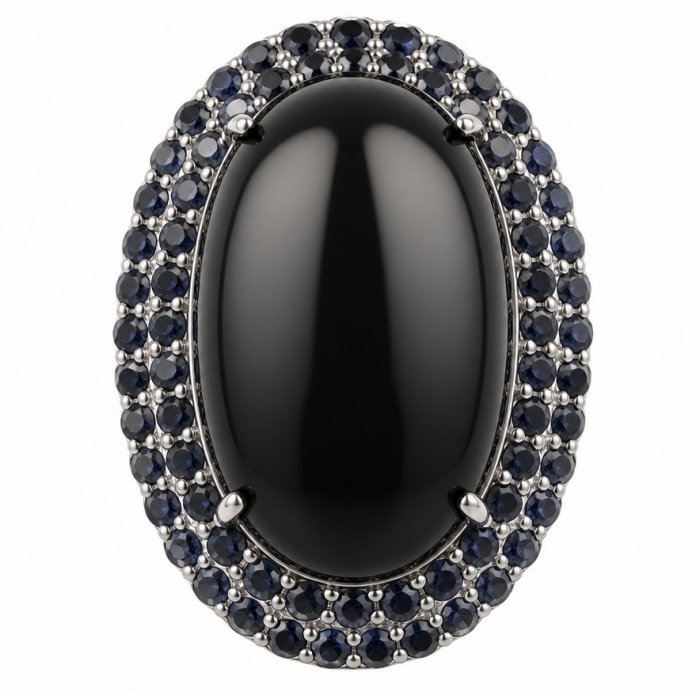 Vintrage Design - Large 58.8 carat Genuine the best quality Mexican Onyx .925 Sterling Silver handcrafted Pendant Brooch - video
