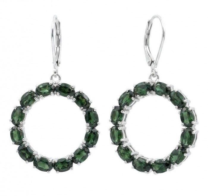 Authentic 22.9 carat CHROME DIOPSIDE from Siberia .925 Sterling Silver handmade Large Statement earrings