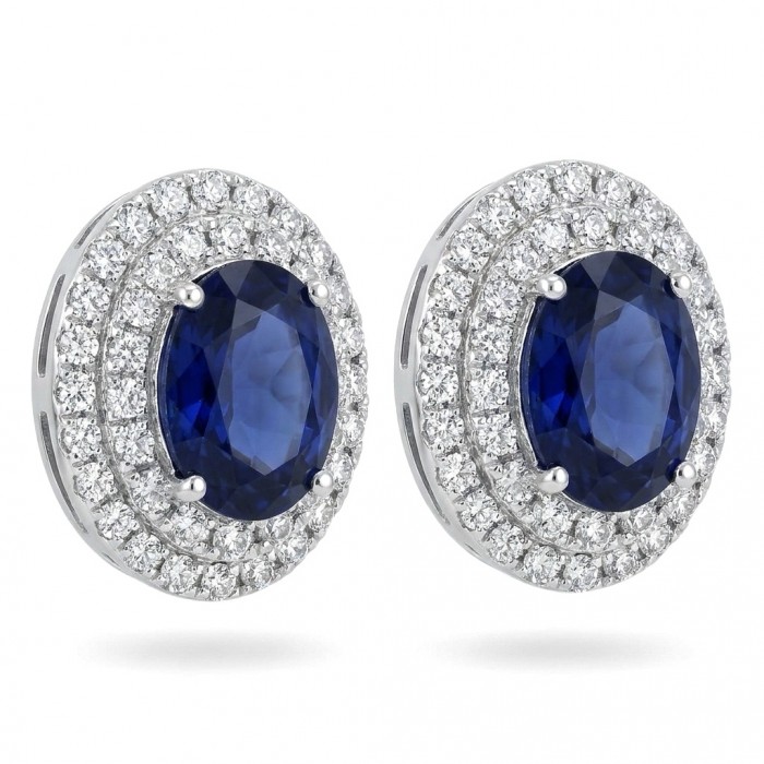 Giovanna - Authentic oval cut 4.9 carat Tanzanite .925 Sterling Silver handcrafted earrings