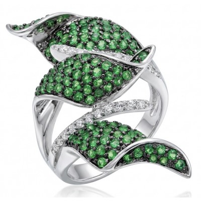 Precious pave authentic 10.2 carat Emerald .925 Sterling Silver Ring size 7