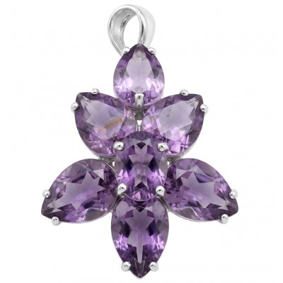 Authentic 24.5 carat Brazilian Amethyst rhodium over .925 Sterling Silver handcrafted Statement Pendant