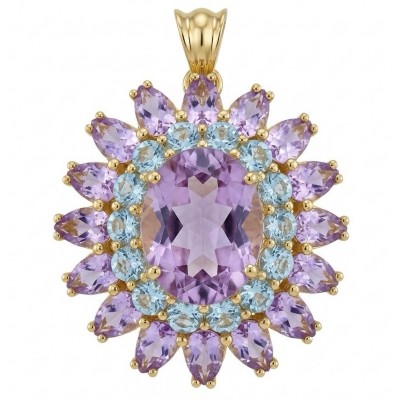 Serenity 28.8 carat Precious Amethyst .925 Sterling Silver dipped in 18K Gold handcarfted Pendant