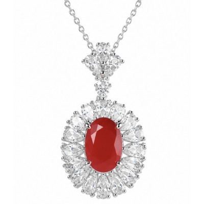 Luxurious 6.8 carat natural Mozambique Ruby .925 Sterling Silver .925 Sterling Silver Statement Necklace