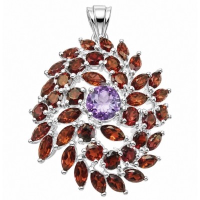 Clementine - Precious 32.5 carat Multigem .925 Sterling Silver dipped in rhodium Pendant