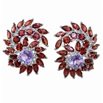 Clementine - Precious 27.4 carat Multigem .925 Sterling Silver dipped in rhodium handcrafted Statement Earrings