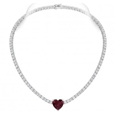 Red Heart - natural 8.5 carat Ruby .925 Sterling Silver handmade Statement necklace