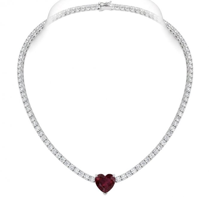 Red Heart - natural 8.5 carat Ruby .925 Sterling Silver handmade Statement necklace - video