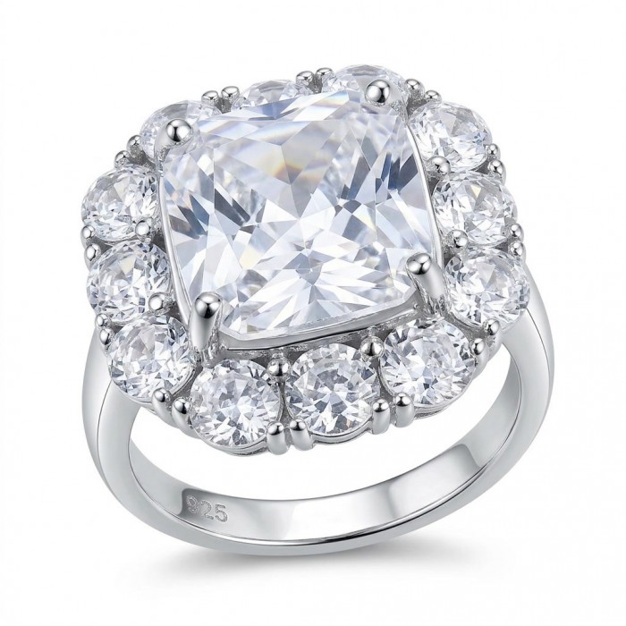 Real Beauty - asscher cut 8.5 carat White Topaz .925 Sterling Silver Handcrafted Statement Ring size 7 1/4