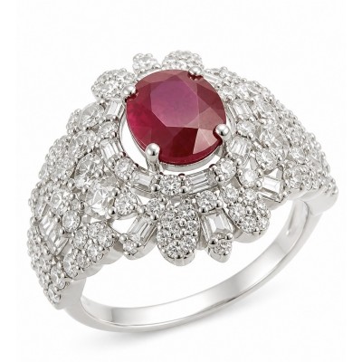 Scarlett 4.8 ctw Mozambique Ruby .925 Sterling Silver handcrafted Statement Ring size 7