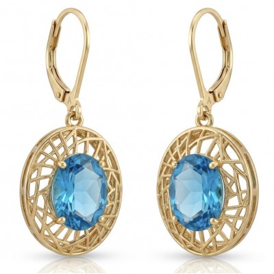 Andrea 8.5 carat Aquamarine .925 Sterling Silver dippedin 18K Gold handmade earrings