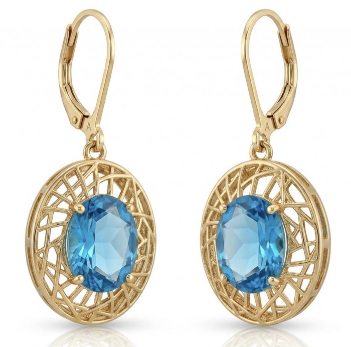 Andrea 8.5 carat Aquamarine .925 Sterling Silver dippedin 18K Gold handmade earrings