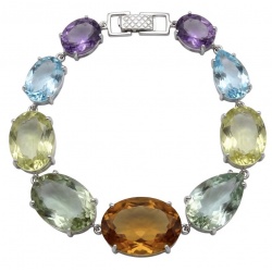 Tutti Frutti 245.5 CARAT MULTIGEM Rhodium over .925 Sterling Silver brilliantly handcrafted Bracelet