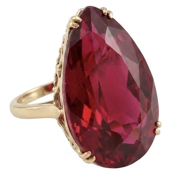 Carmen Natural 25.4 carat Ruby .925 Sterling Silver dipped in 22K Gold handmade Large Statement Ring size 5 3/4