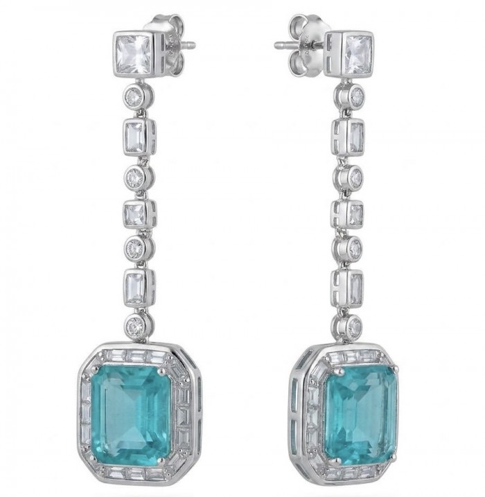 Incredible 8.5 carat Paraiba Tourmaline .925 Sterling Silver entirely handmade earrings