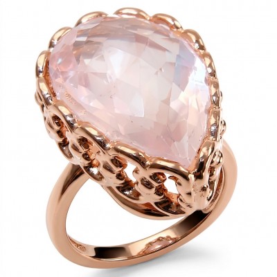 Top quality 22.2 carat Brazilian Rose Quartz .925 Sterling Silver dipped in 18K Rose Gold Handcrafted Ring size 8