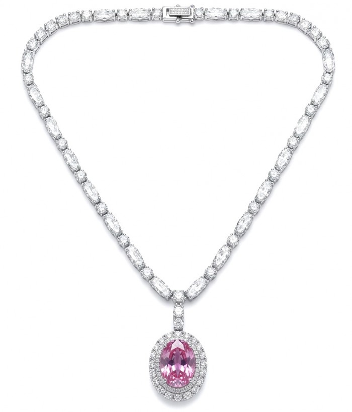 Isabella - delicate 6.7 carat Bubblegum Pink Sapphire .925 Sterling Silver handcrafted Statement Necklace