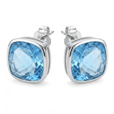 Stella 10.8 carat authentic Swiss Blue Topaz .925 Sterling Silver handmade Earrings